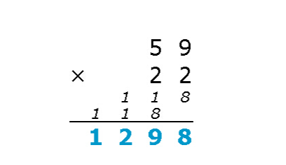 59x22的竖式怎么写 59乘22的竖式计算