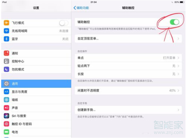 ipad辅助圆球怎么设置