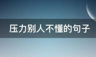 压力别人不懂的句子 压力别人不懂的句子图片