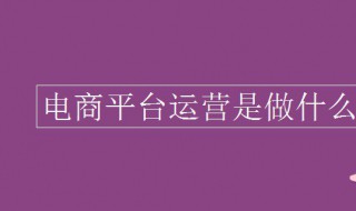 电商运营是干嘛的 电商运营是干嘛的工作