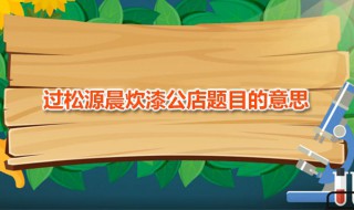 过松源晨炊漆公店题目的意思 过松源晨炊漆公店其五题目的意思