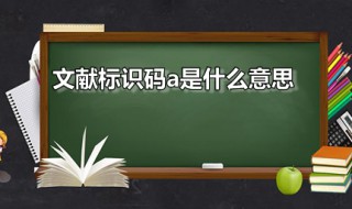 文献标识码a是什么意思 文献标识码:a