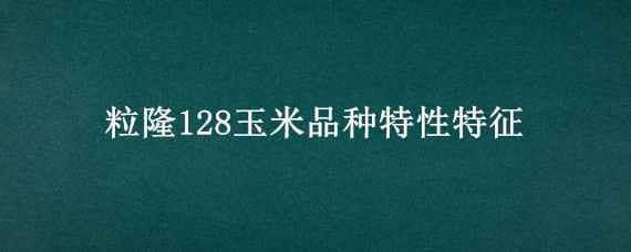 粒隆128玉米品种特性特征（均隆1217玉米品种特性）