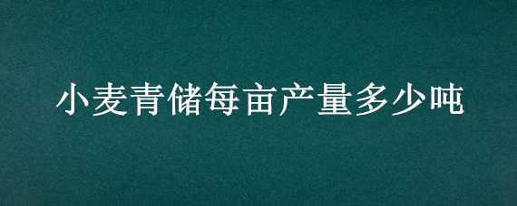 小麦青储每亩产量多少吨（小麦青储每亩产量多少吨玉米）