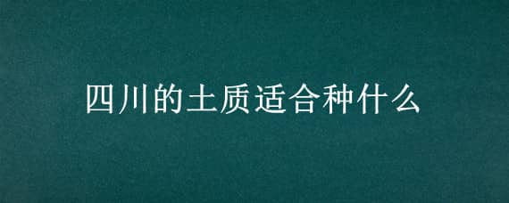 四川的土质适合种什么（四川的土质适合种什么菜）