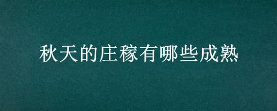 秋天的庄稼有哪些成熟 秋天的庄稼有哪些成熟是什么颜色