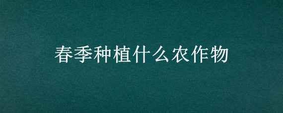 春季种植什么农作物（春季种植什么农作物不耽误种植玉米）