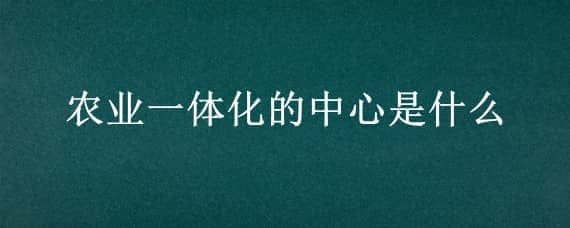 农业一体化的中心是什么（农业产业化的中心是什么）