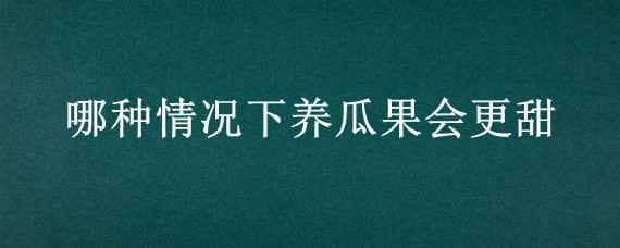 哪种情况下养瓜果会更甜 哪种情况下养瓜果会更甜多晴还是多风