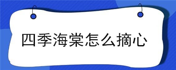 四季海棠怎么摘心（四季海棠怎么摘心打顶）