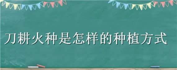 刀耕火种是怎样的种植方式 刀耕火种是什么农业