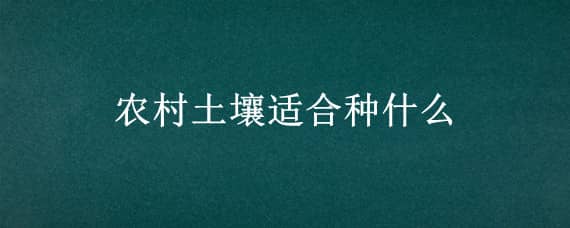 农村土壤适合种什么 什么土壤适合种什么