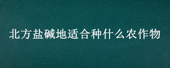 北方盐碱地适合种什么农作物（北方碱性土壤适合的普遍种植的作物）