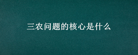 三农问题的核心是什么（三农问题中的核心问题是）