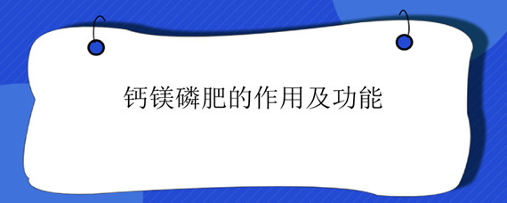 钙镁磷肥的作用及功能（钙镁磷肥的作用及功能对黄瓜）