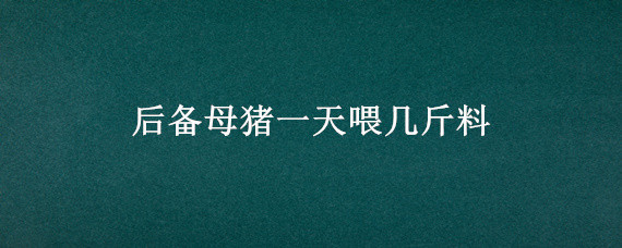 后备母猪一天喂几斤料 后备母猪配种前一天喂多少斤料