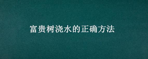 富贵树浇水的正确方法 富贵树多久浇一次水合适