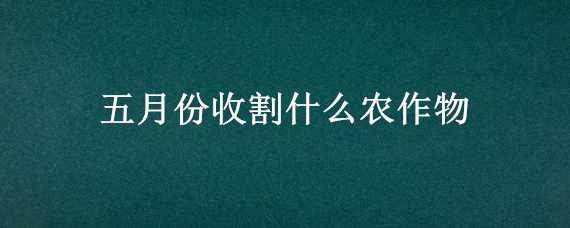 五月份收割什么农作物（5月收什么农作物）