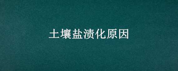 土壤盐渍化原因 土壤盐渍化原因及措施