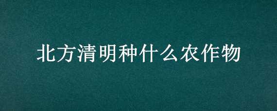 北方清明种什么农作物 清明种植什么农作物