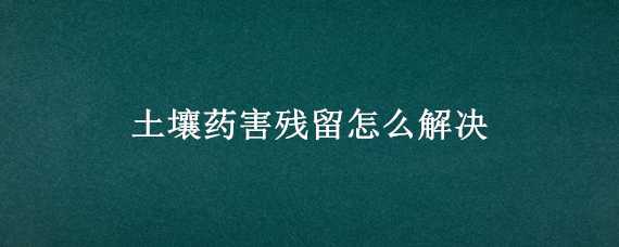 土壤药害残留怎么解决（土壤药害残留怎么解决方法）