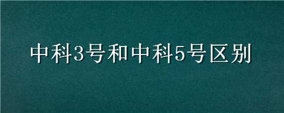 中科3号和中科5号区别（中科3号和中科5号区别在哪）