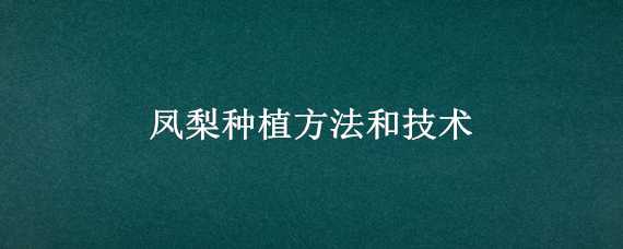 凤梨种植方法和技术 凤梨种植方法和技术要点