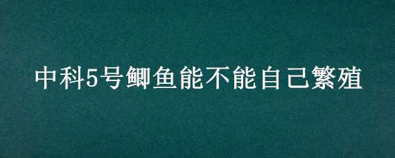 中科5号鲫鱼能不能自己繁殖（中科鲫能繁殖吗）