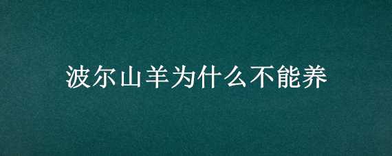 波尔山羊为什么不能养（波尔山羊能圈养吗）