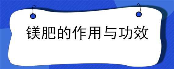 镁肥的作用与功效 镁肥有什么作用