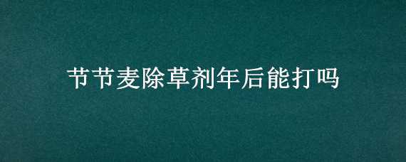 节节麦除草剂年后能打吗（麦地节节麦除草剂能打两次吗）