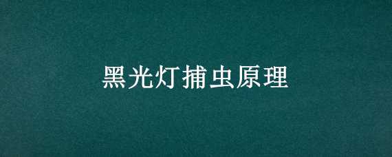 黑光灯捕虫原理（黑光灯诱杀昆虫的原理）