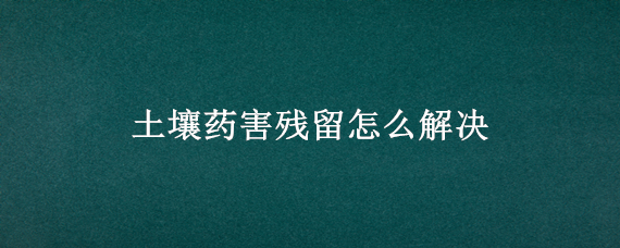 土壤药害残留怎么解决（土壤中农药的残留）