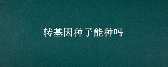 转基因种子能种吗（转基因作物有种子吗）