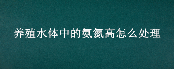 养殖水体中的氨氮高怎么处理 养殖水体去除氨氮的最新方法