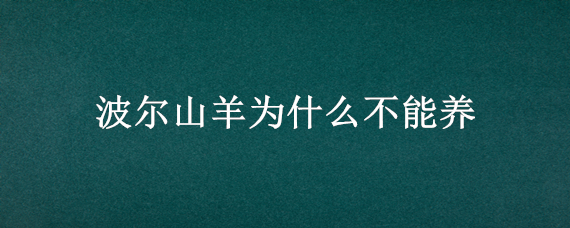 波尔山羊为什么不能养 波尔山羊能圈养吗