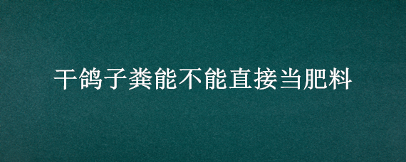 干鸽子粪能不能直接当肥料（鸽子粪便能直接当肥料吗）