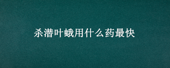 杀潜叶蛾用什么药最快 潜叶蛾什么时间打药效果好