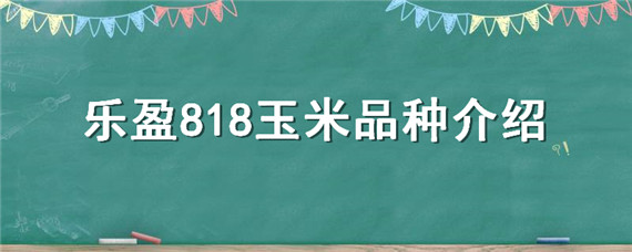 乐盈818玉米品种介绍（乐盈818玉米种子积温多少）