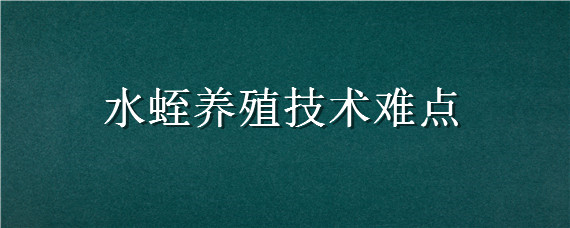 水蛭养殖技术难点（水蛭养殖技术宝典）