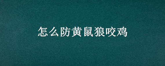 怎么防黄鼠狼咬鸡（黄鼠狼咬鸡有什么方法让它不敢咬）