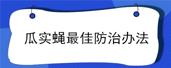 瓜实蝇最佳防治办法（瓜实蝇生物防治）