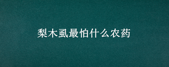 梨木虱最怕什么农药 防治梨木虱药剂