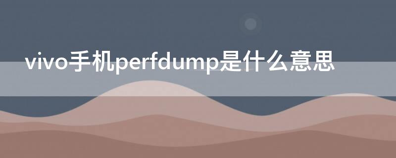 vivo手机perfdump是什么意思