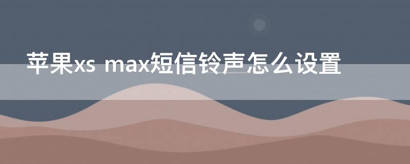 iPhonexs max短信铃声怎么设置