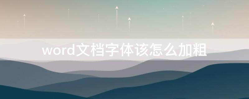 word文档字体该怎么加粗