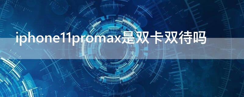 iPhone11promax是双卡双待吗