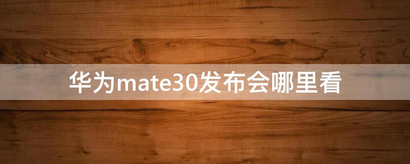 华为mate30发布会哪里看