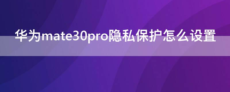 华为mate30pro隐私保护怎么设置