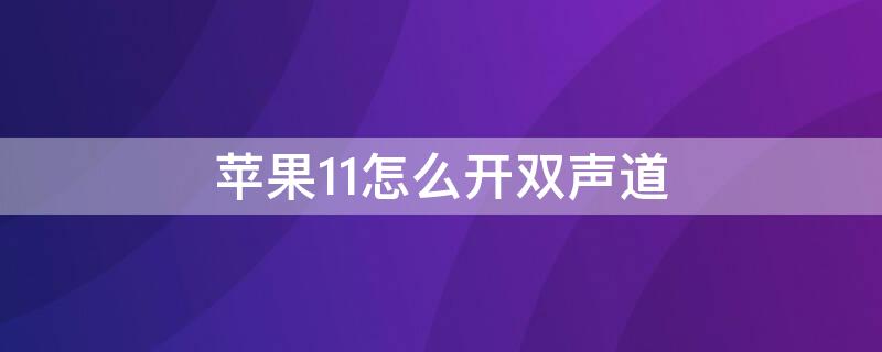 iPhone11怎么开双声道